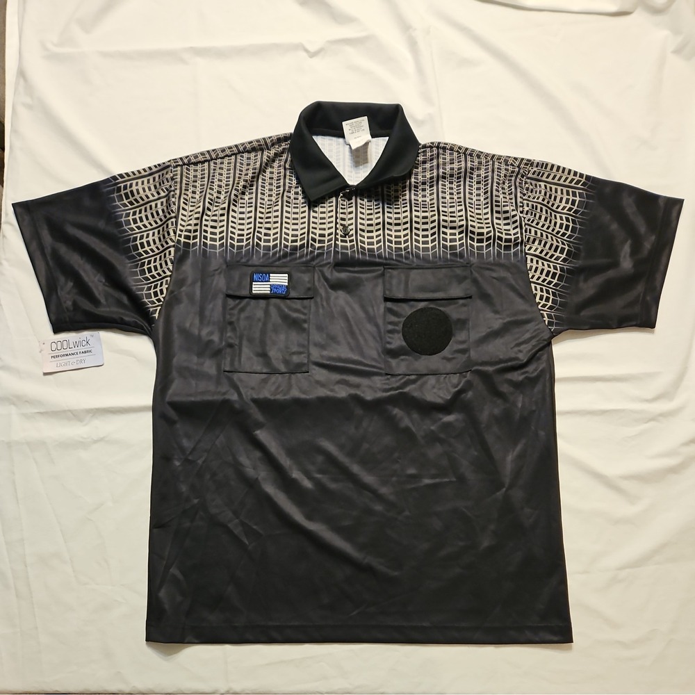 NWT NISOA Referee Coolwick‎ Shortsleeve Black Grid Shirt Large